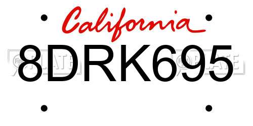 8DRK695 California License Plate