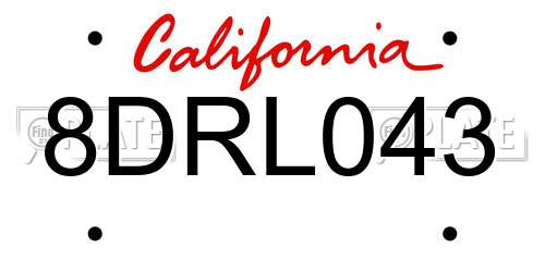 8DRL043 California License Plate