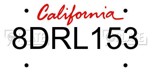 8DRL153 California License Plate