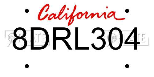 8DRL304 California License Plate