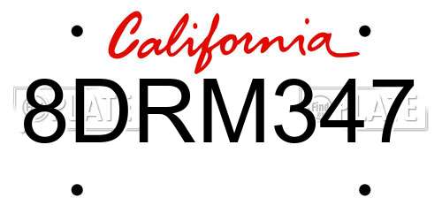 8DRM347 California License Plate