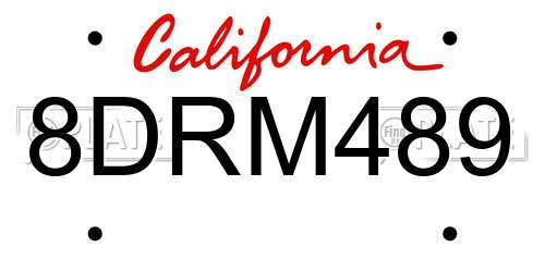 8DRM489 California License Plate