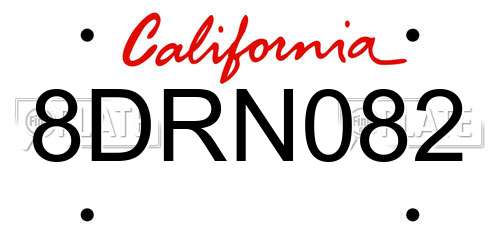 8DRN082 California License Plate