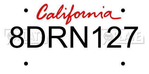 8DRN127 California License Plate