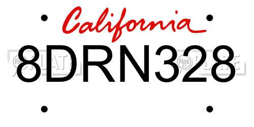 8DRN328 California License Plate