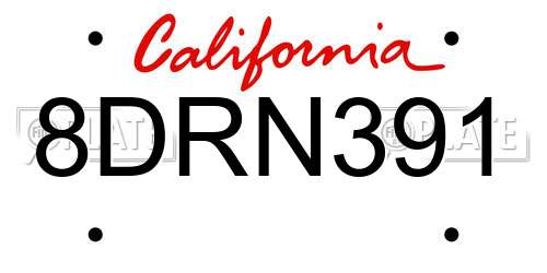 8DRN391 California License Plate