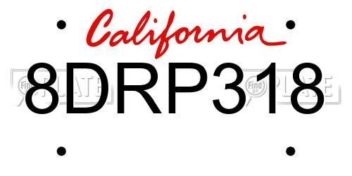 8DRP318 California License Plate