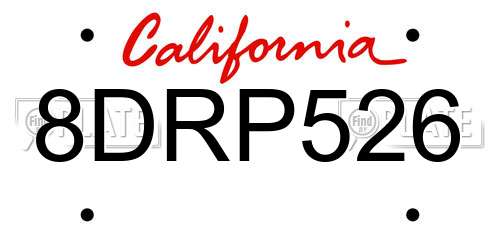 8DRP526 California License Plate