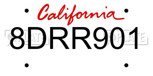 8DRR901 California License Plate