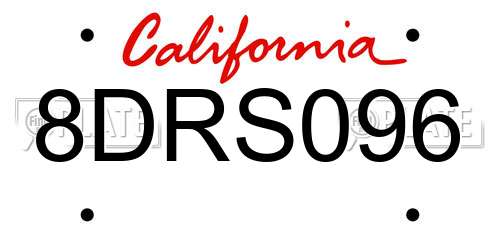 8DRS096 California License Plate