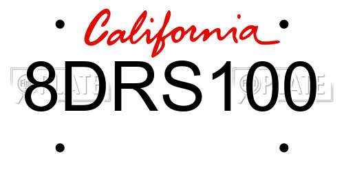 8DRS100 California License Plate