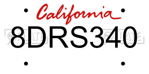 8DRS340 California License Plate