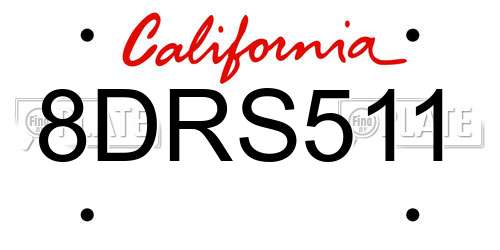 8DRS511 California License Plate