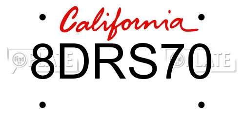 8DRS70 California License Plate