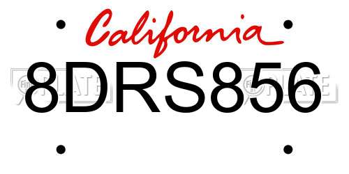 8DRS856 California License Plate