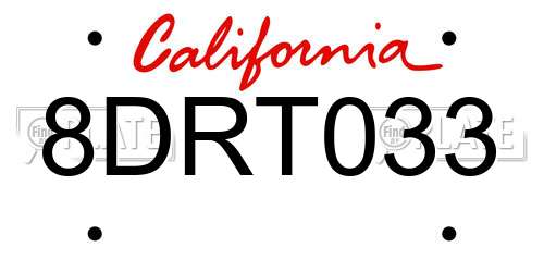 8DRT033 California License Plate