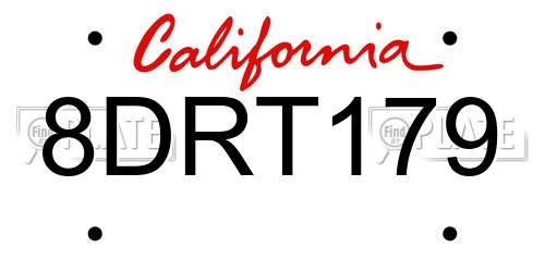 8DRT179 California License Plate