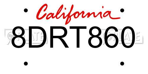 8DRT860 California License Plate