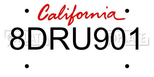 8DRU901 California License Plate
