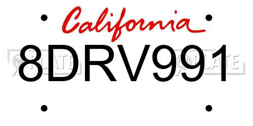 8DRV991 California License Plate