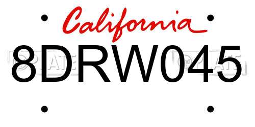 8DRW045 California License Plate