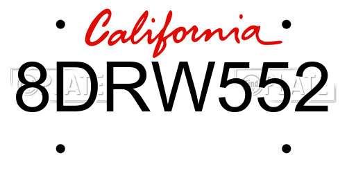 8DRW552 California License Plate
