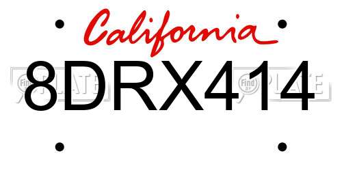 8DRX414 California License Plate