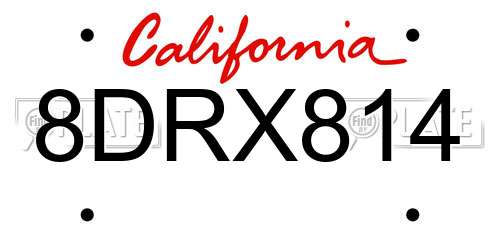 8DRX814 California License Plate