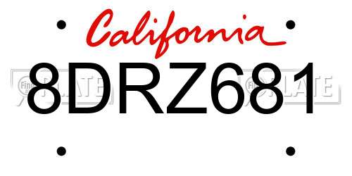 8DRZ681 California License Plate