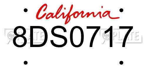 8DS0717 California License Plate