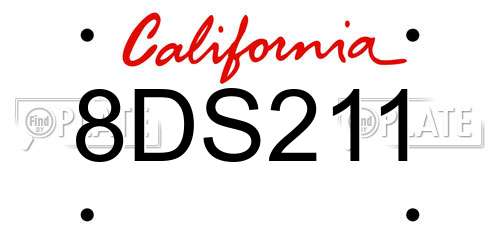 8DS211 California License Plate