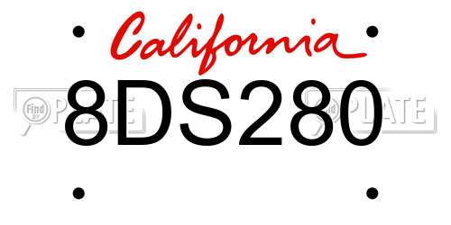 8DS280 California License Plate