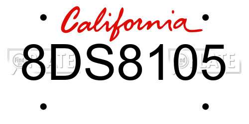 8DS8105 California License Plate