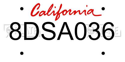 8DSA036 California License Plate