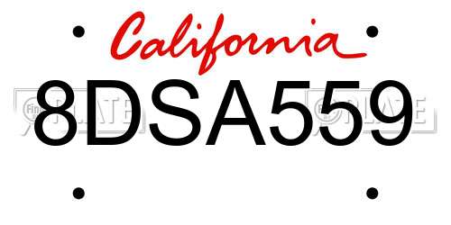 8DSA559 California License Plate