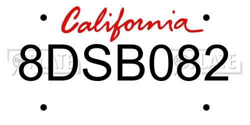 8DSB082 California License Plate