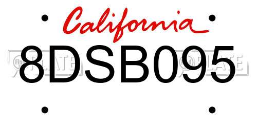 8DSB095 California License Plate