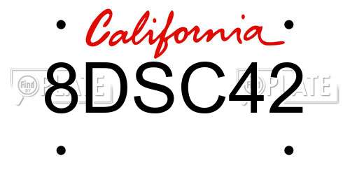 8DSC42 California License Plate