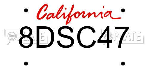 8DSC47 California License Plate