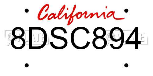 8DSC894 California License Plate