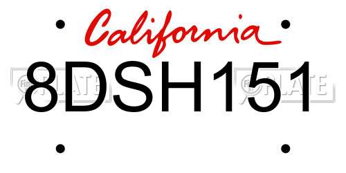 8DSH151 California License Plate