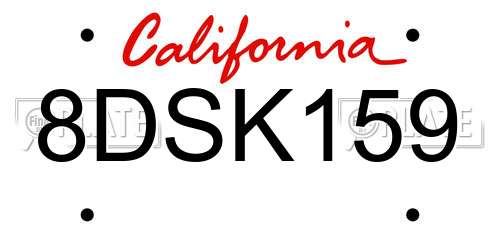 8DSK159 California License Plate
