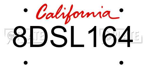 8DSL164 California License Plate