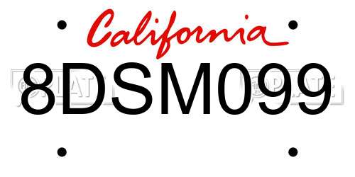 8DSM099 California License Plate