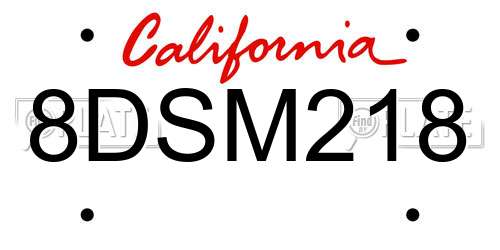 8DSM218 California License Plate