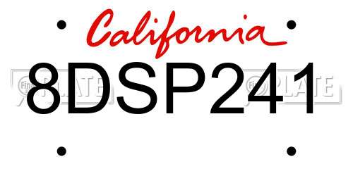 8DSP241 California License Plate