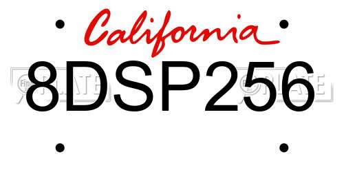 8DSP256 California License Plate