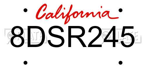 8DSR245 California License Plate
