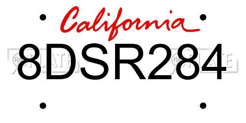 8DSR284 California License Plate