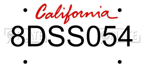 8DSS054 California License Plate